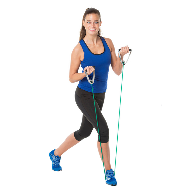 TheraBand Bodytrainer Tubing 1.40m - with foam handles green (strong)