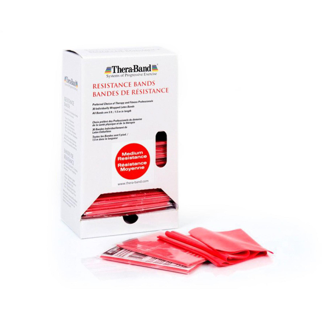 TheraBand Dispenser Box - 30Stk. x 1.50m - rot (mittel)